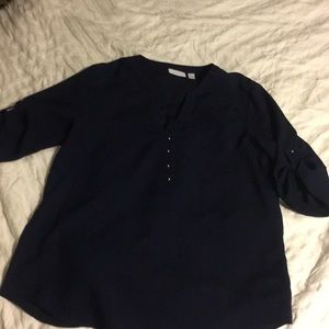 *LAST CHANCE* New York and Co 3/4 sleeve navy blouse